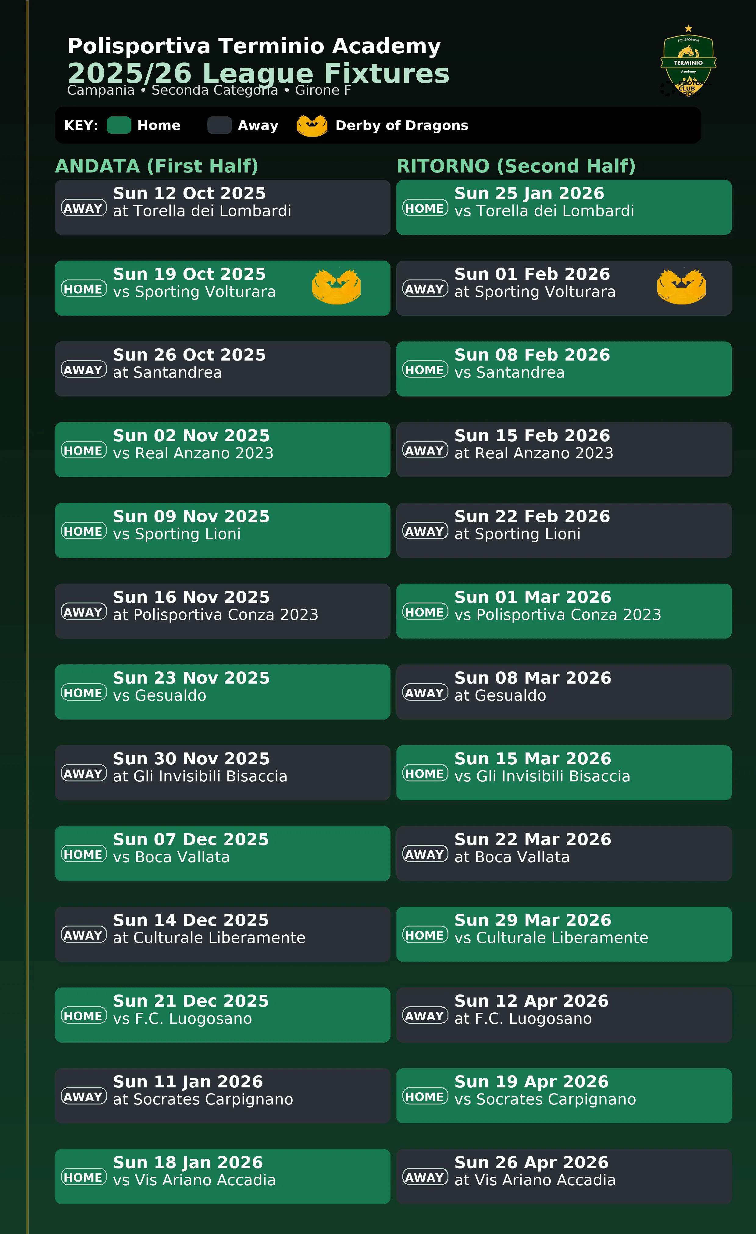 2025/26 Fixtures